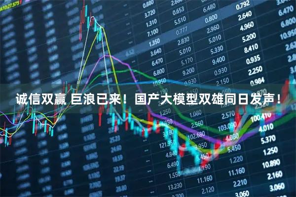 诚信双赢 巨浪已来！国产大模型双雄同日发声！